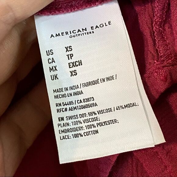 American Eagle Pink Boho Embroidered Top Size XS - Picture 8 of 9